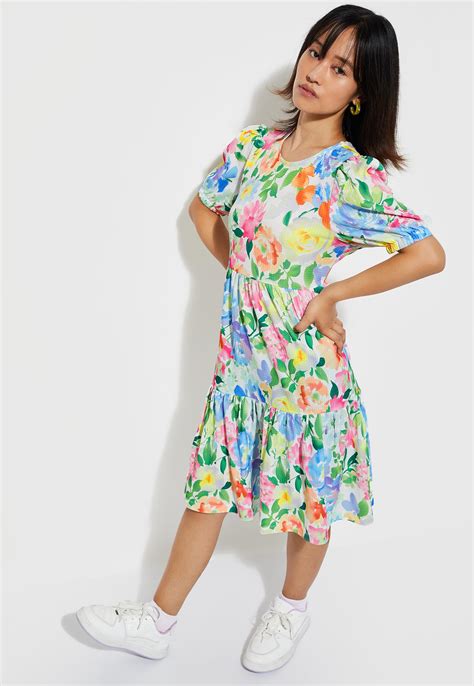 Buy URB_N Women Printed Tiered Dress Online at just Rs. 999.0 ...