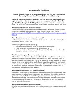 Fillable Online Instructions for Landlords Annual Notice to Tenant or ...