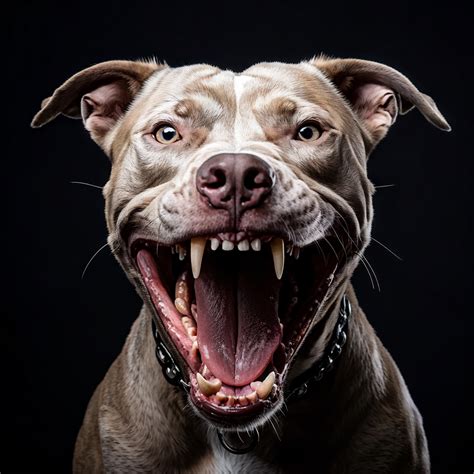 Pitbull growling viciously showing teeth by Samuel Benton - Playground