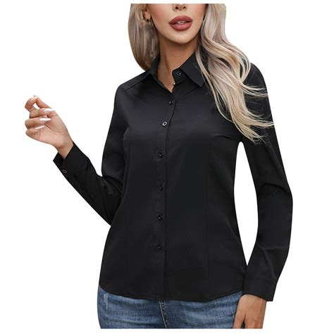 Button Down Business Shirt Dress Shirts for Women Long Sleeve Womens ...