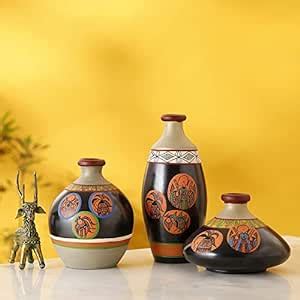Buy ARTYSTA BEAUTIFYING LIVES Earthenware 'Madhubani Jungle' Black ...