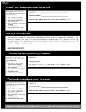 IN Citibank Credit Card Photocard Coupon Request Form - Fill and Sign ...