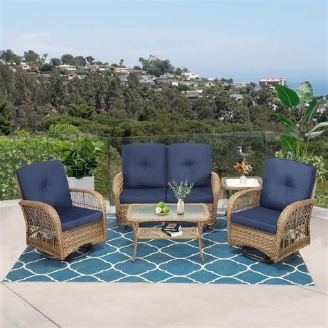 Amazon.com: VIVIJASON 5-Piece Outdoor Patio Wicker Conversation Sets ...