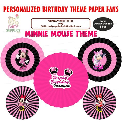 Minnie Mouse Theme Paper Fan | Birthday party decoration online – Party ...