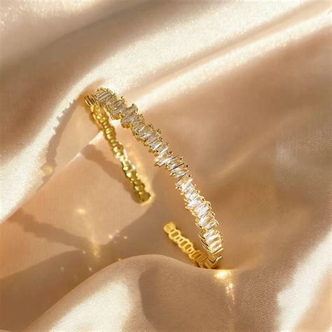Irregular geometric zircon open cuff bracelet, a stylish and sparkling ...