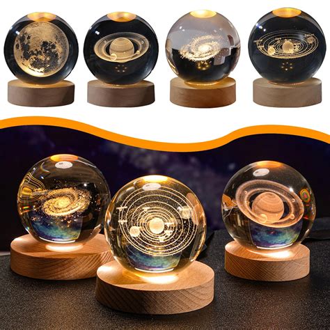 Model of Galaxy Crystal Ball, with Led Lamp Stand, Planets Glass Ball ...