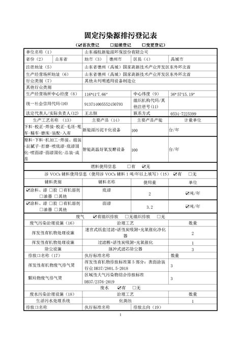 固定污染源排污登记_公司新闻_山东福航新能源环保股份有限公司