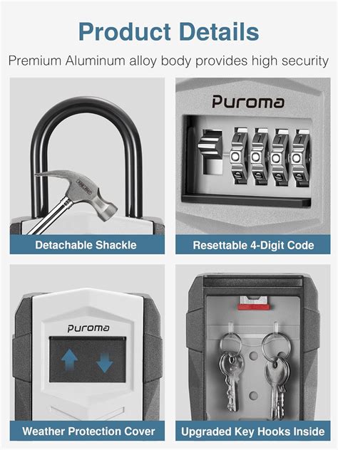 Buy Puroma Key Lock Box Waterproof Combination Lockbox, Resettable Key ...