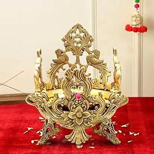 Buy Two Moustaches Elephant and Peacock Design Brass Urli Showpiece ...