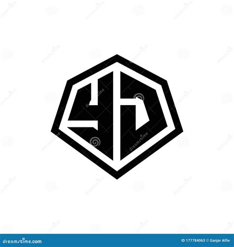YJ Monogram Logo with Hexagon Shape and Line Rounded Style Design ...