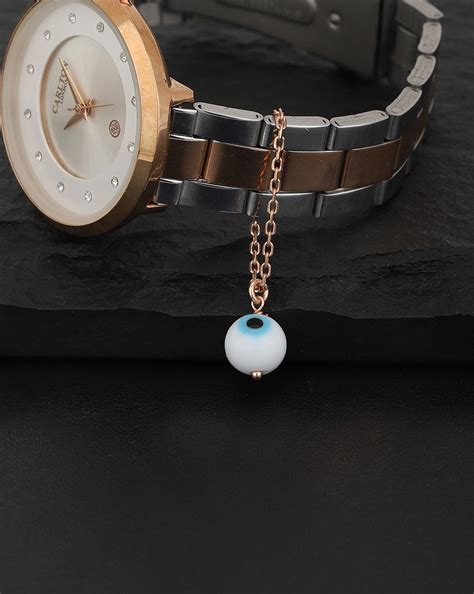 Carlton London Rose Gold Plated Evil Eye Bead Non-Studded Watch Charm ...