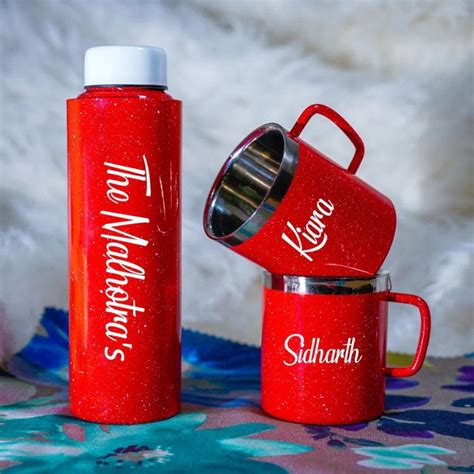 Personalized Sparkling Red Bottle & Mugs Gift Set With Names – Le ...