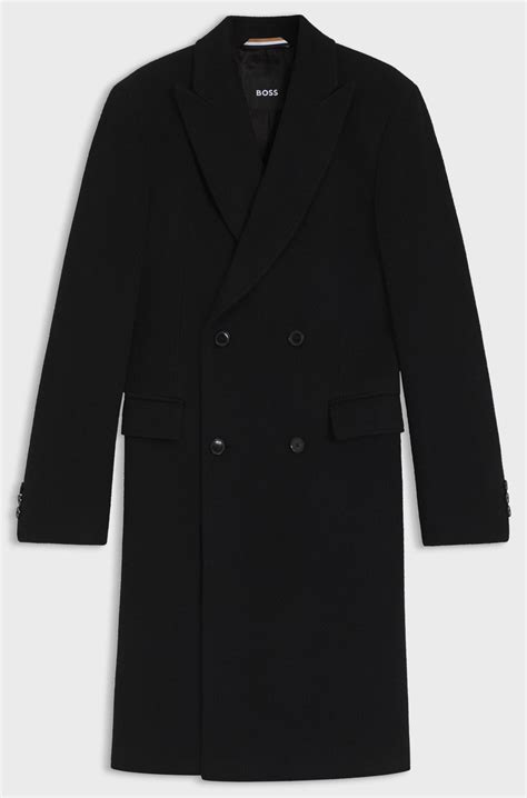 BOSS - Double-breasted coat in an alpaca blend - Black