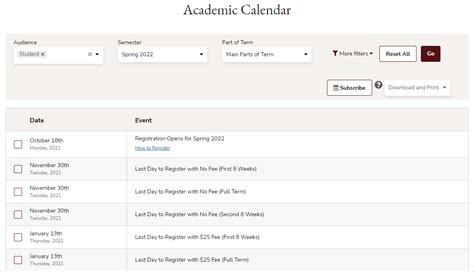 Academic Calendar - Tutorial : Office of the University Registrar ...