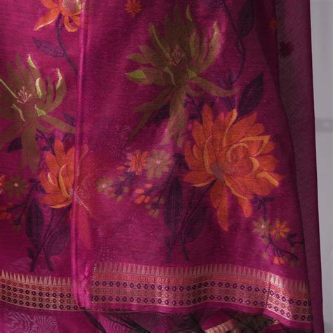 Raw Grace Rani Pink Muga Cotton Jamdani Unstitched Suit Set – Gajarai