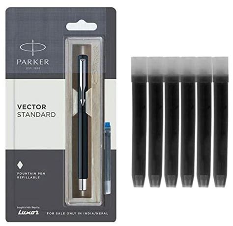 Parker Vector Standard CT Fountain Pen (Blue Ink), 2 Piece Set ...