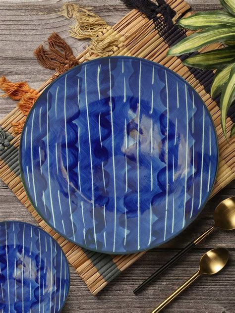 Buy STERLING STAR Steling Ceramic Handcrafted Stripe Serverware Plate ...