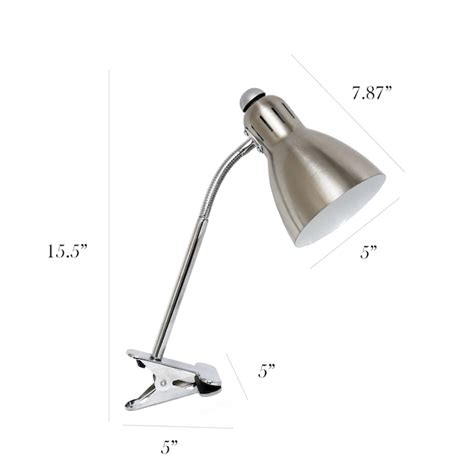 Simple Designs 14.17-in Adjustable Brushed Nickel Clip Desk Lamp with ...