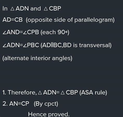 ABCD is a parallelogram. AN and CM are perpendiculars drawn on the ...