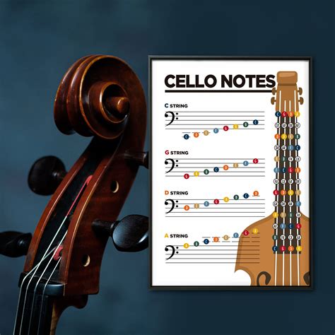 Cello Notes Chart for Learning Music Theory