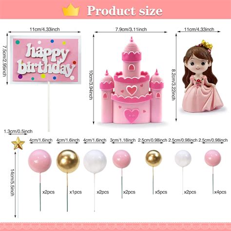 Buy 26PCS Princess Cake Topper Castle Cake Topper Girl Princess Cake ...