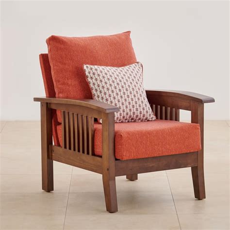 Buy Abby Fabric 1-Seater Sofa with Cushion - Orange from Home Centre at ...