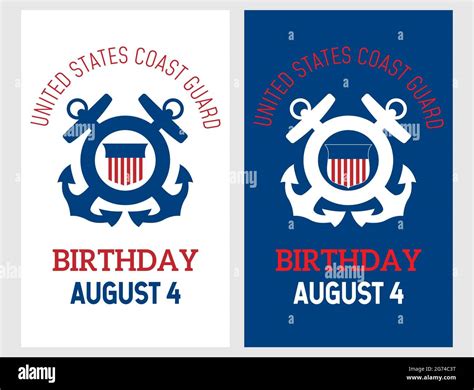 United States Coast Guard birthday. August 4. Poster, card, banner ...