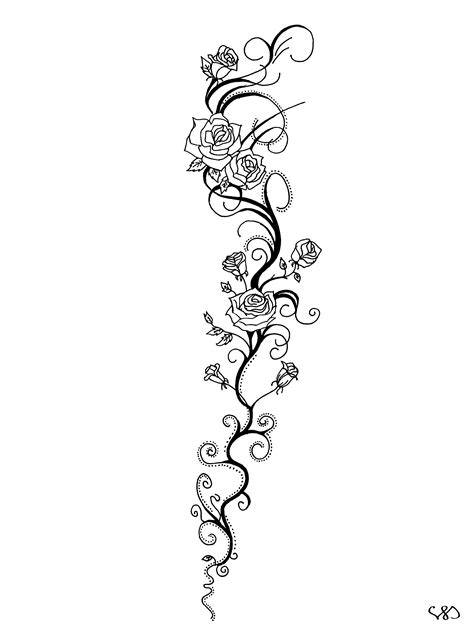 Rose Vine Drawing Tattoo