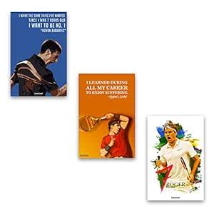 PosterHook Lawn Tennis Legends Posters- Set of 3 | Size- 12 x 18 Inch ...