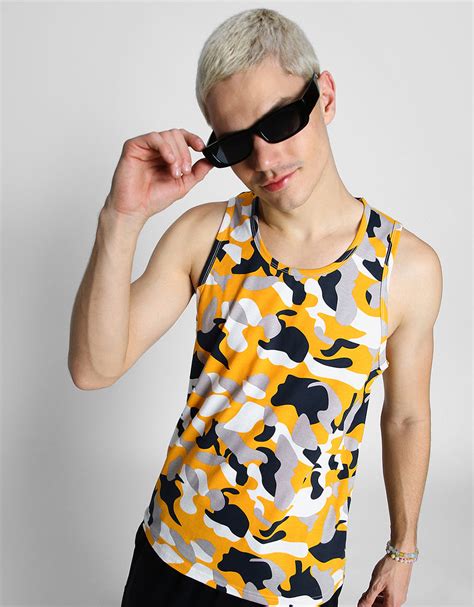 White & Yellow Camouflage Gym Vest – Veirdo