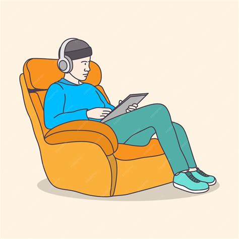 Business man working on a sofa using laptop from home flat coloring ...