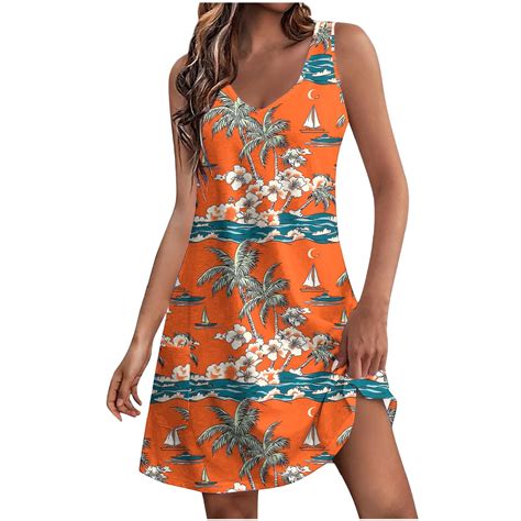 DeHolifer Womens Dresses Summer Floral Beach V-Neck Dresses Short ...