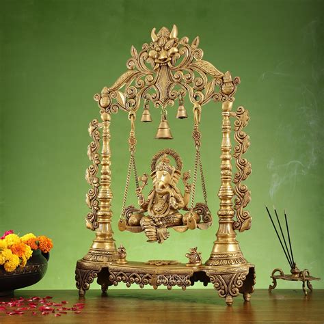 Buy Superfine Brass Ganesha Swing jhoola - 26 inch large - Budhshiv.com