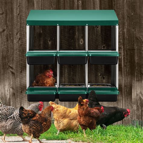 2 Layer 6 Hole Chicken Nesting Box Roll Away Hen Laying Boxes House ...
