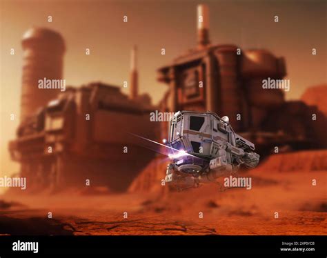 Small shuttle on Mars, illustration Stock Photo - Alamy