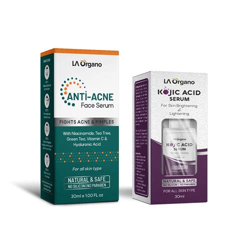 LA Organo Anti-Acne & Kojic Face Serum with Niacinamide, Tea Tree ...