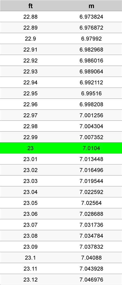 23 Foot In Meters