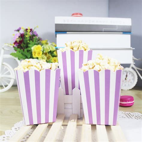 Todaioua 12 Pcs Popcorn Boxes Small Popcorn Bags Striped Paper Popcorn ...