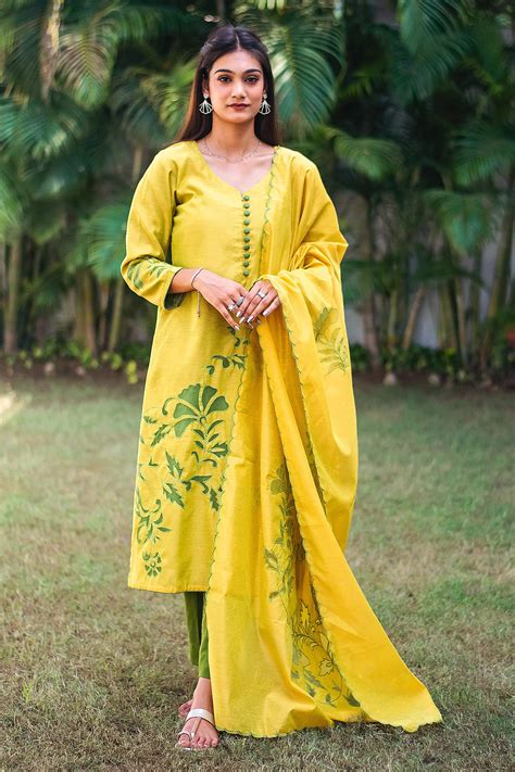 cutwork kurta set with green chanderi kurta, dupatta & trousers – The ...