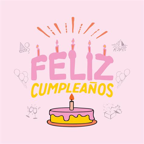 Happy birthday Feliz cumpleanos lettering in spanish 18872669 Vector ...