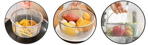 Kruvad Round Steam Basket, Air Fryer, Oven Steamer, Air Fryer Steamer ...