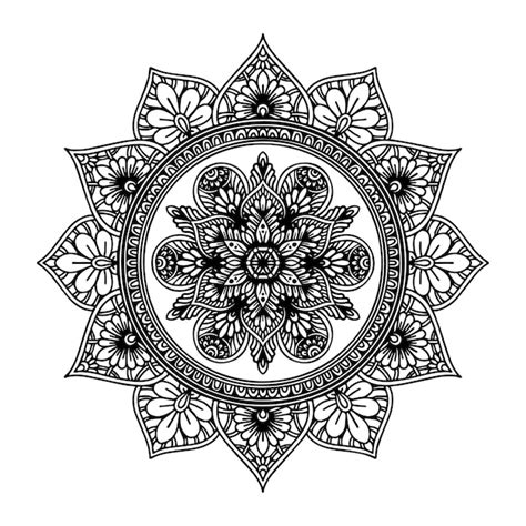 Mandala fiore rotondo per tatuaggio, henné o pagina da colorare ...