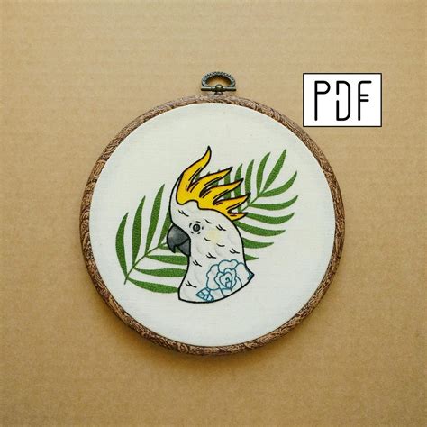 Buy Digital PDF Pattern Tattooed Cockatoo Parrot Hand Embroidery ...