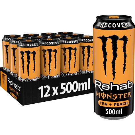 Monster Energy Rehab Peach - Caffeine Energy Drink Non-Carbonated ...