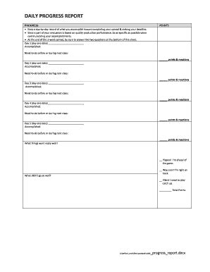 Daily Progress Reports Forms and Templates - Fillable & Printable ...