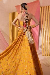 Buy Orange Silk, Organza, Tussar Sequins, Rashida Floral Print Lehenga ...