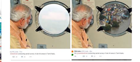 Photoshopped image of Prime Minister Modi inspecting Chennai brightens ...
