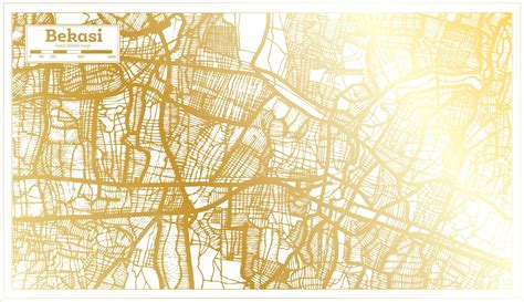 Premium Vector | Bekasi Indonesia City Map in Retro Style in Golden Color Outline Map