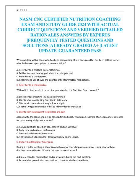 NASM CNC CERTIFIED NUTRITION COACHING EXAM 2024 WITH A STUDY GUIDE FOR ...