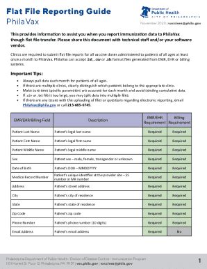 Fillable Online Flat File Reporting Guide PhilaVax Fax Email Print ...